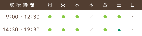 診療時間 午前9時から12時30分、午後14時30分から19時30分